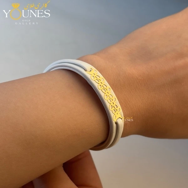 دستبند طلا زنانه چرم گل L552